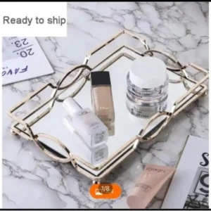 Gold Mirror Tray - Rectangular Decorative Tray for Home Decor & Coffee Table Styling