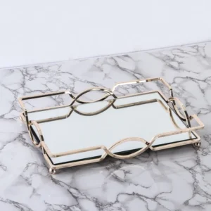 Gold Mirror Tray - Rectangular Decorative Tray for Home Decor & Coffee Table Styling