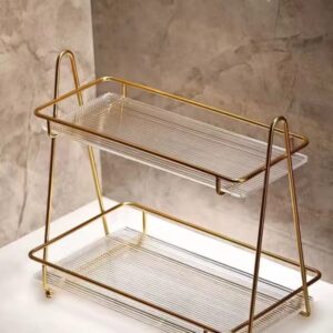 Luxury Nordic Style 2-Layer Home Storage Organizer - Elegant Shelf for Makeup, Skincare & Decor Transparent & Acrylic