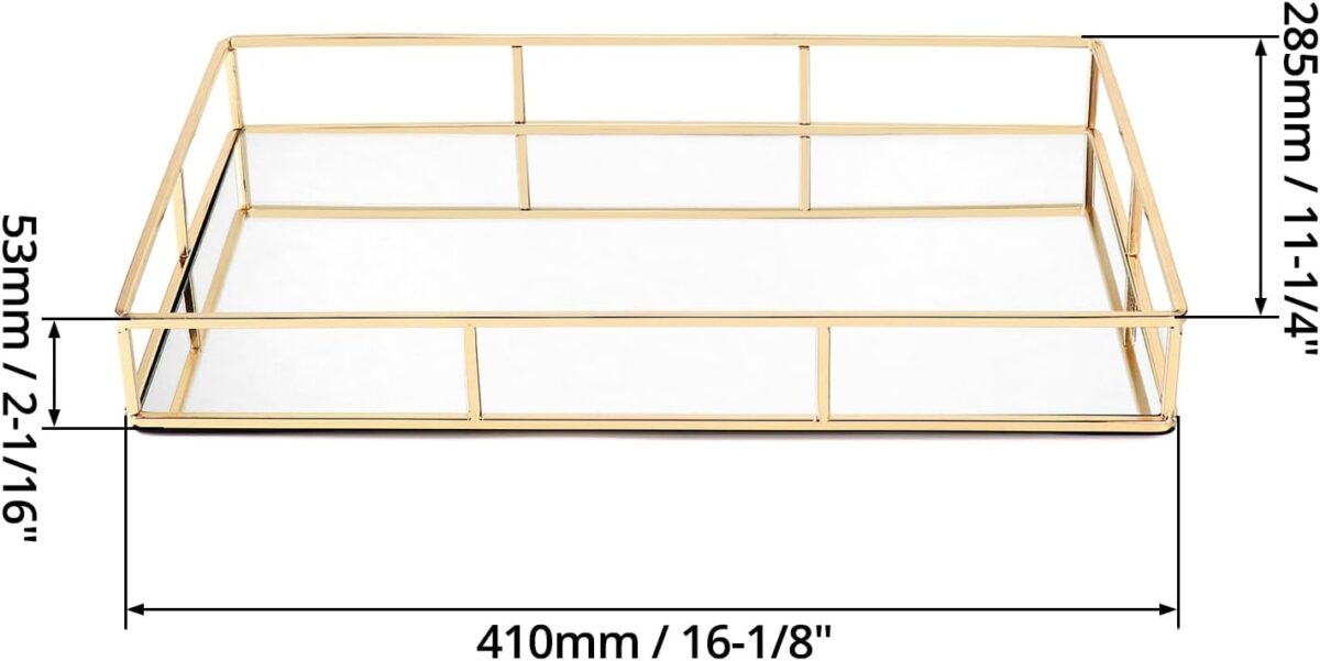 uxury Gold Mirror Tray for Perfume Jewelry Elegant Bedroom Dresser Bathroom Display 6