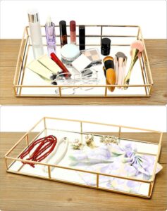 uxury Gold Mirror Tray for Perfume & Jewelry - Elegant Bedroom Dresser & Bathroom Display
