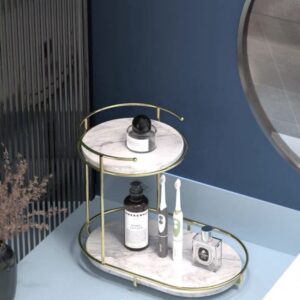 Free Standing 2-Tier Shelf - Luxury Makeup Organizer for Home & Vanity