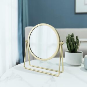 360-Degree Rotating Vanity Mirror-Sleek Round Design for Beauty Routines