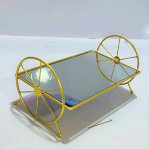 Stylish Gold Mirror Display Tray with Wheels
