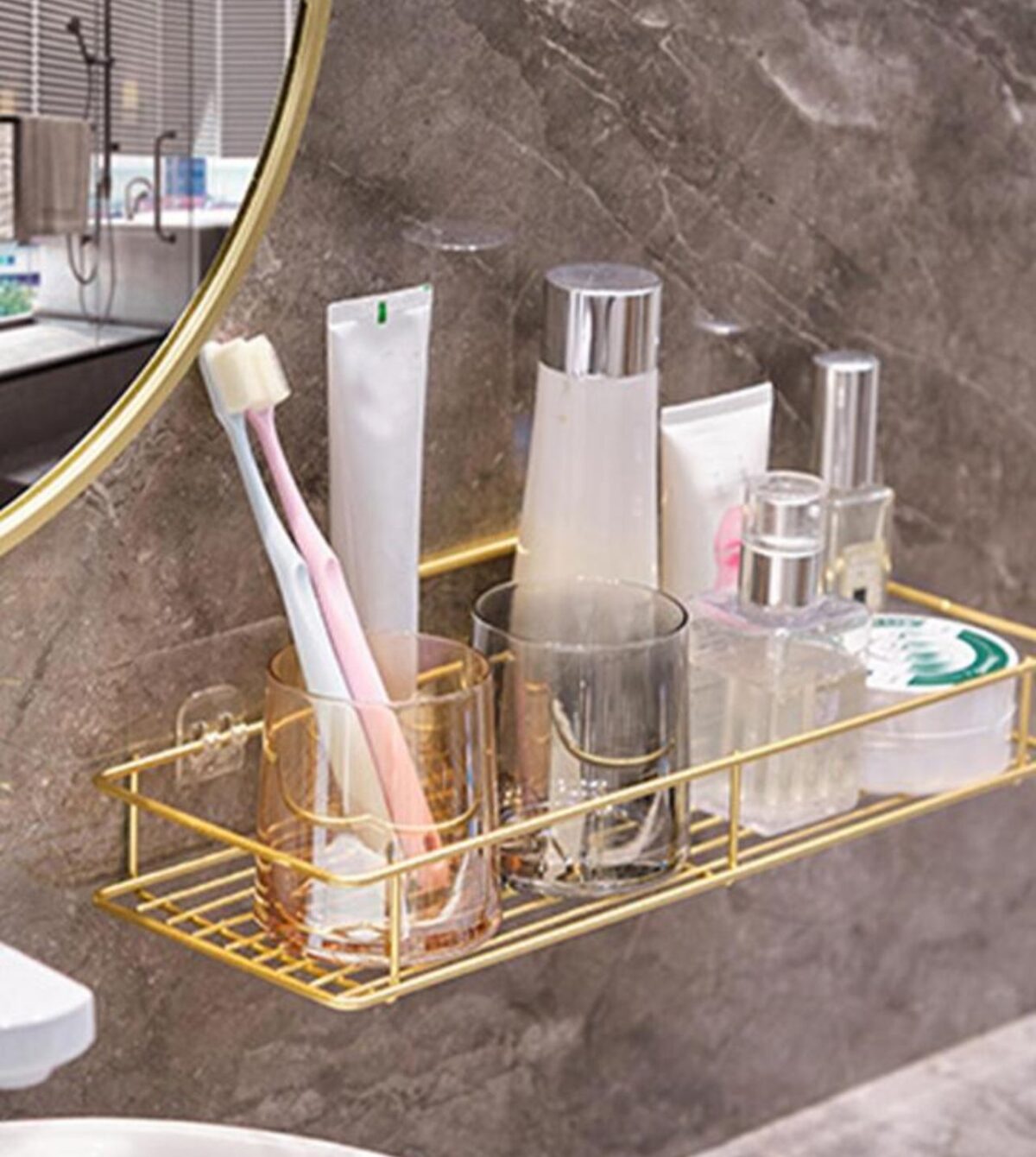 GoldenGlow 2 Tier Bathroom Shelf 11