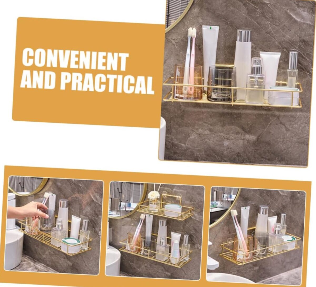 GoldenGlow 2 Tier Bathroom Shelf 4