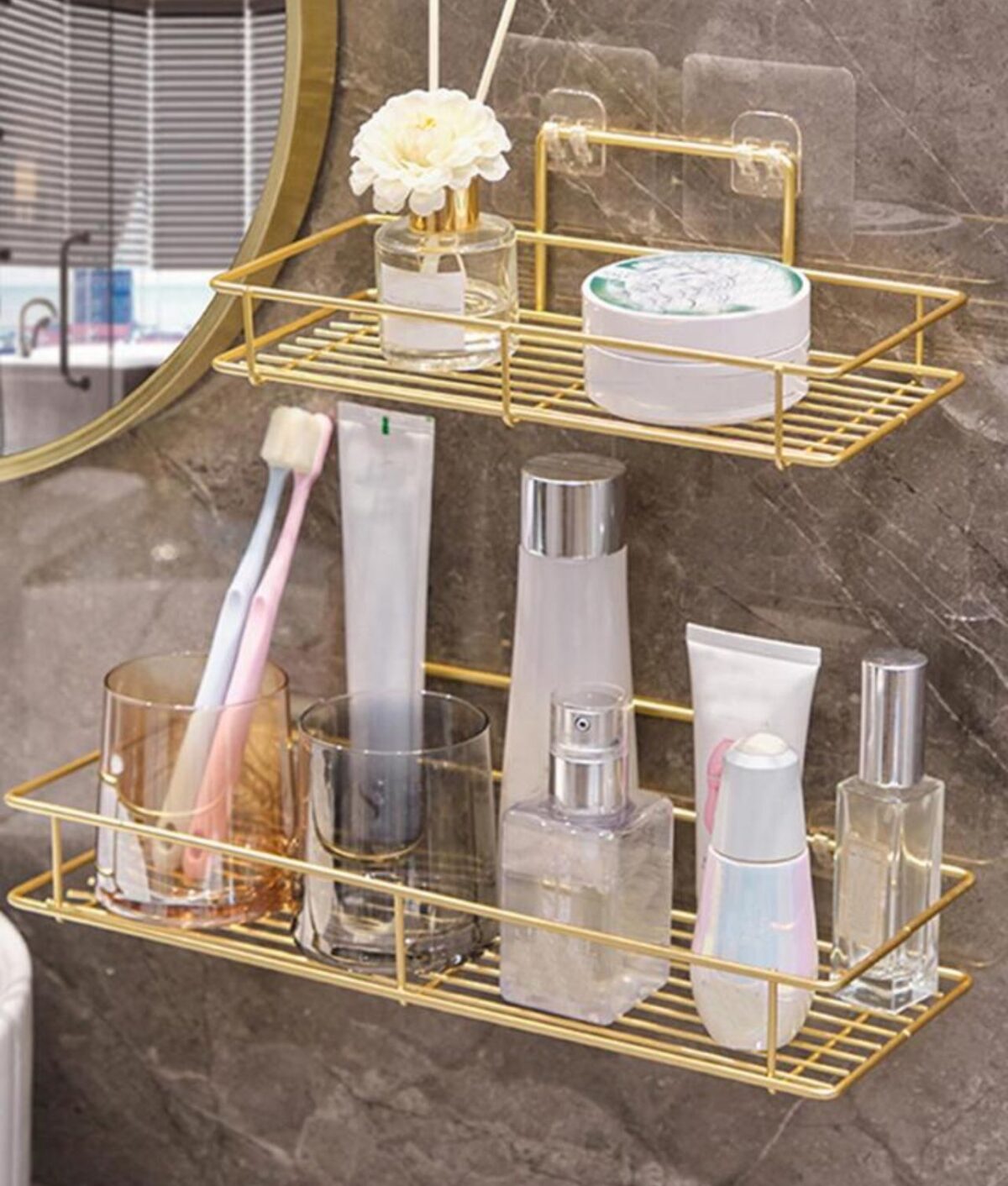 GoldenGlow 2 Tier Bathroom Shelf 6