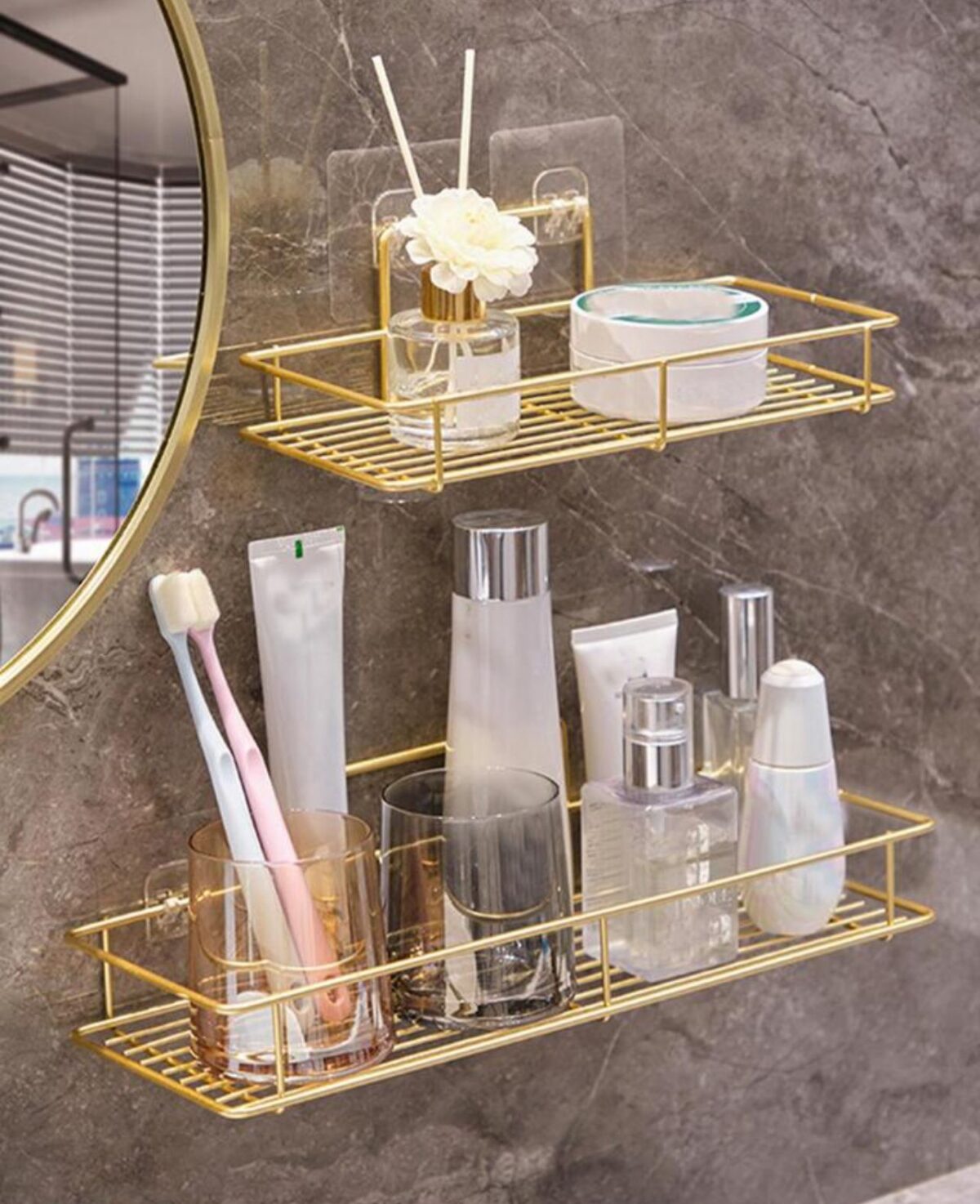 GoldenGlow 2 Tier Bathroom Shelf 7