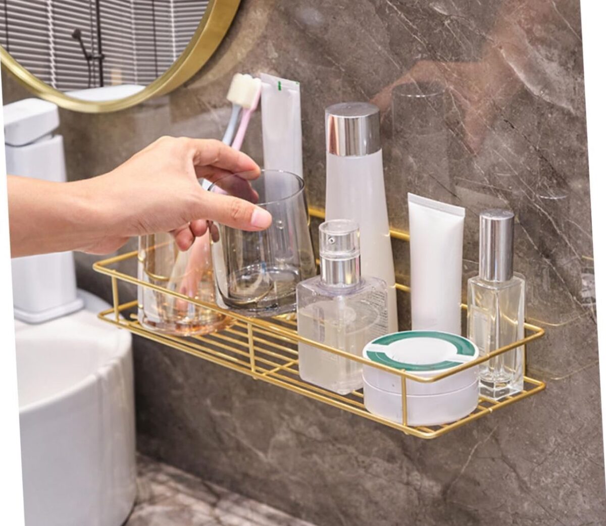 GoldenGlow 2 Tier Bathroom Shelf 9