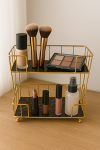 2-Layer Cosmetic Organizer for Dressing Room - Vintage Vanity Storage Solution