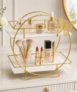 2-layer butterfly cosmetic storage organizer for makeup skincare and perfumes