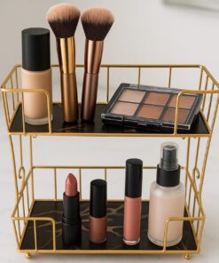 2-Layer Cosmetic Organizer for Dressing Room - Vintage Vanity Storage Solution (2)