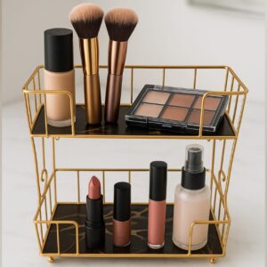 2-Layer Cosmetic Organizer for Dressing Room - Vintage Vanity Storage Solution (2)