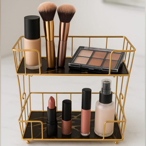 2-Layer Cosmetic Organizer for Dressing Room - Vintage Vanity Storage Solution (2)