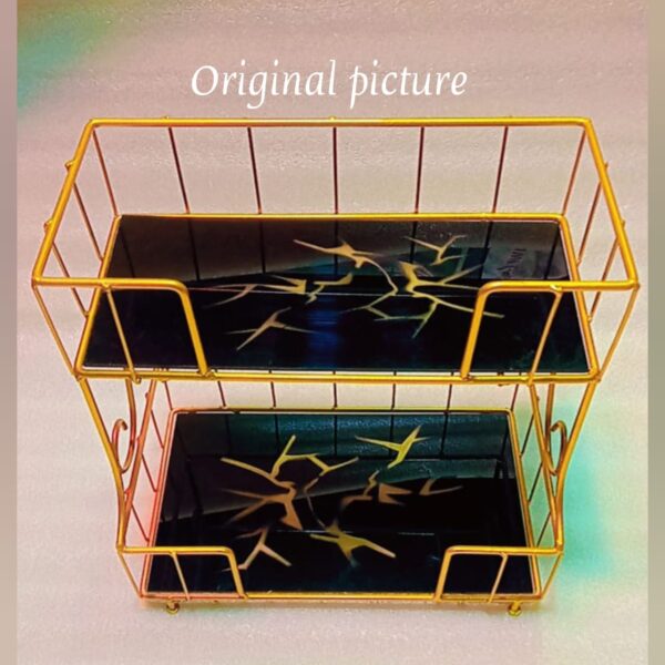 2-Layer Cosmetic Organizer for Dressing Room - Vintage Vanity Storage Solution - Image 4