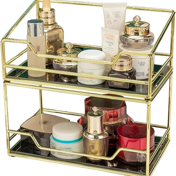 2-Layer Cosmetics Storage Organizer - Easy to Organize Countertop Makeup & Skincare Display - Image 3