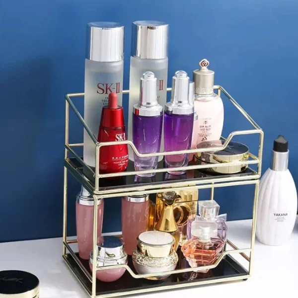 2-Layer Cosmetics Storage Organizer - Easy to Organize Countertop Makeup & Skincare Display - Image 4