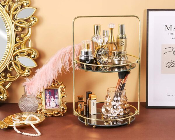 2-Layer Makeup Organizer - Countertop Storage Basket for Cosmetics & Toiletries