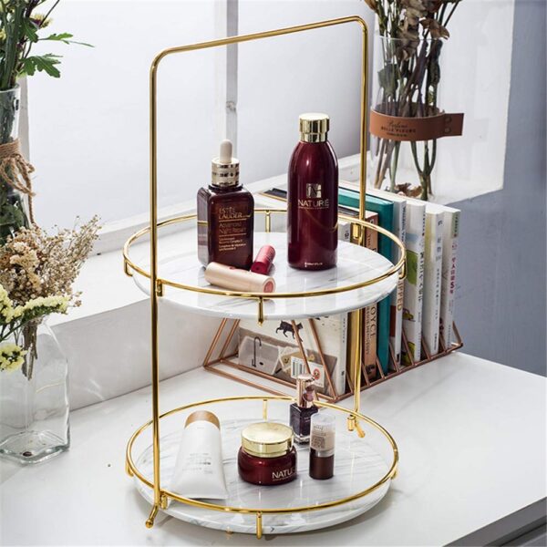 2-Layer Makeup Organizer - Countertop Storage Basket for Cosmetics & Toiletries