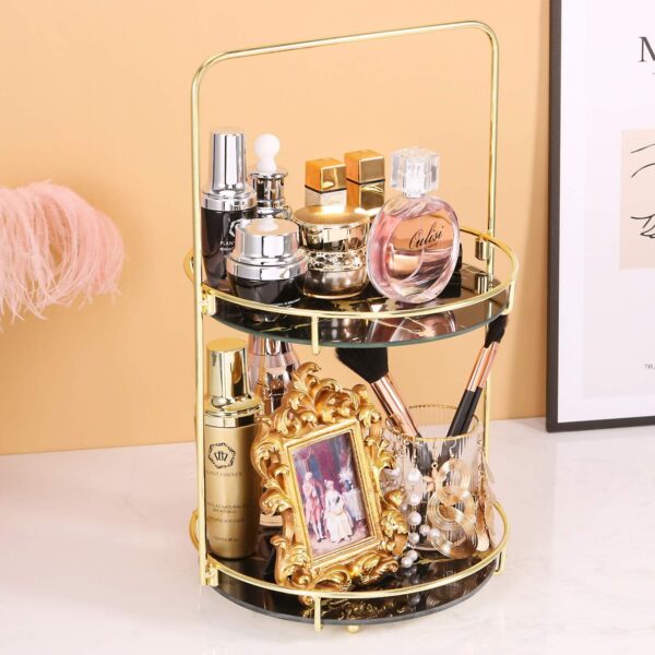 2-Layer Makeup Organizer - Countertop Storage Basket for Cosmetics & Toiletries - Image 3