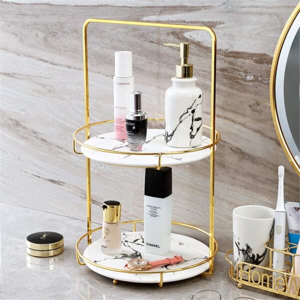2-Layer Makeup Organizer - Countertop Storage Basket for Cosmetics & Toiletries - Image 8
