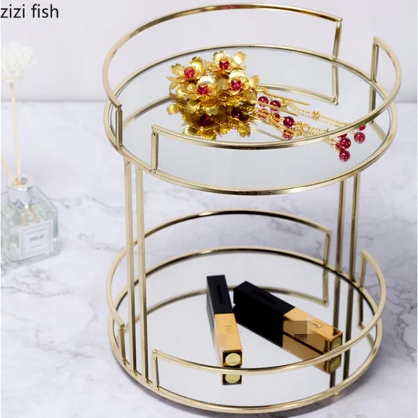 2-Layer Mirror Makeup Organizer Stand - Stylish Storage for Vanity & Countertop Display - Image 3