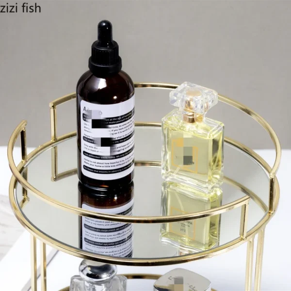 2-Layer Mirror Makeup Organizer Stand - Stylish Storage for Vanity & Countertop Display - Image 5