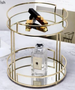 2-Layer Marble Makeup Tray & Dessert Cupcake Stand – Elegant Organizer for Vanity or Parties (4)