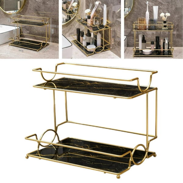 2 Tier Skincare and Makeup Display Stand - Elegant Storage for Your Beauty Essential - Image 4
