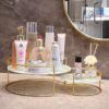 2-Piece Makeup Organizer Tray Set - Cosmetics, Jewelry & Perfume Storage Solution