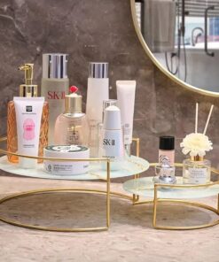 2-Piece Makeup Organizer Tray Set - Cosmetics, Jewelry & Perfume Storage Solution