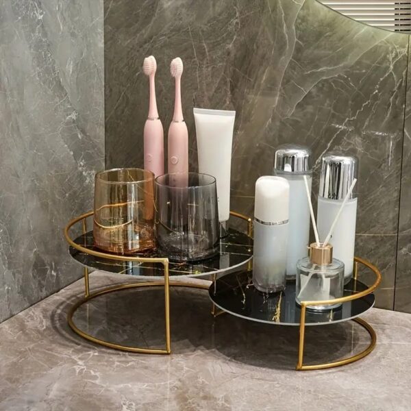 2-Piece Makeup Organizer Tray Set - Cosmetics, Jewelry & Perfume Storage Solution - Image 4