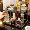 2-Tier Acrylic Makeup Organizer Tray—clear, stylish storage for cosmetics, skincare, and accessories. Durable design for a clutter-free vanity.