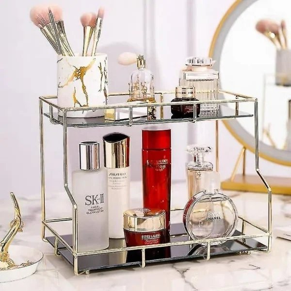 2-Tier Acrylic Makeup Organizer Tray - Clear Cosmetic Storage for Vanity & Countertop - Image 5