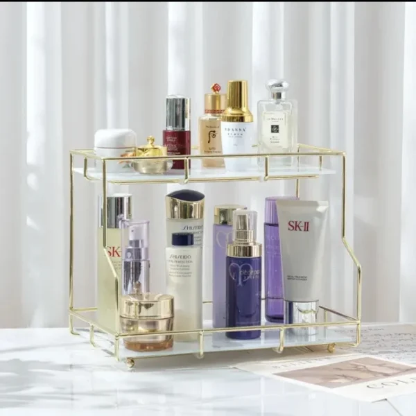 2-Tier Acrylic Makeup Organizer Tray – Clear Cosmetic Storage for Vanity & Countertop (5)