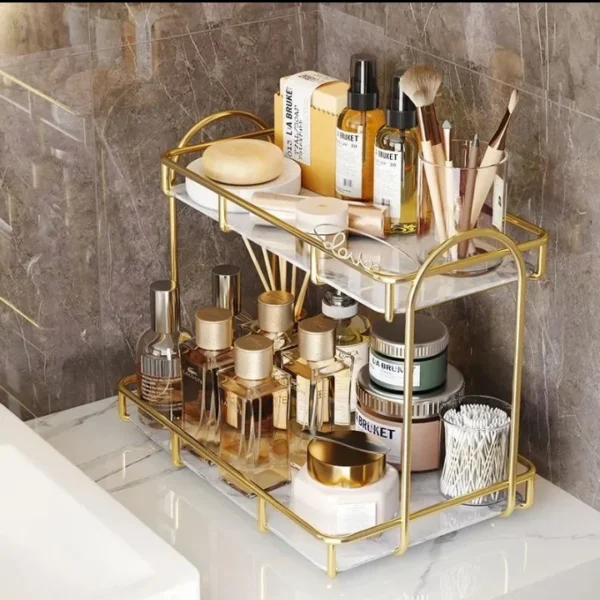 2-Tier Bathroom Organizer – Premium Cosmetic Storage Solution for Neat & Stylish Organization