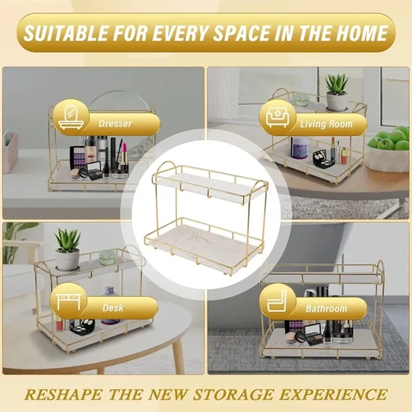 2-Tier Bathroom Organizer - Premium Cosmetic Storage Solution for Neat & Stylish Organization - Image 7