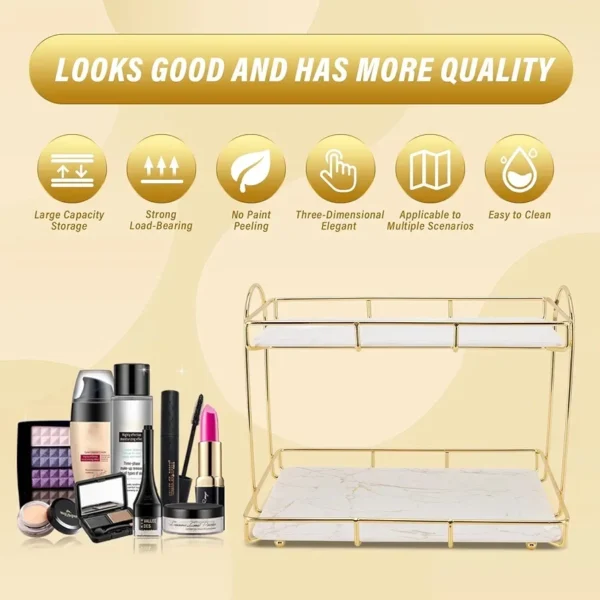 2-Tier Bathroom Organizer - Premium Cosmetic Storage Solution for Neat & Stylish Organization - Image 8