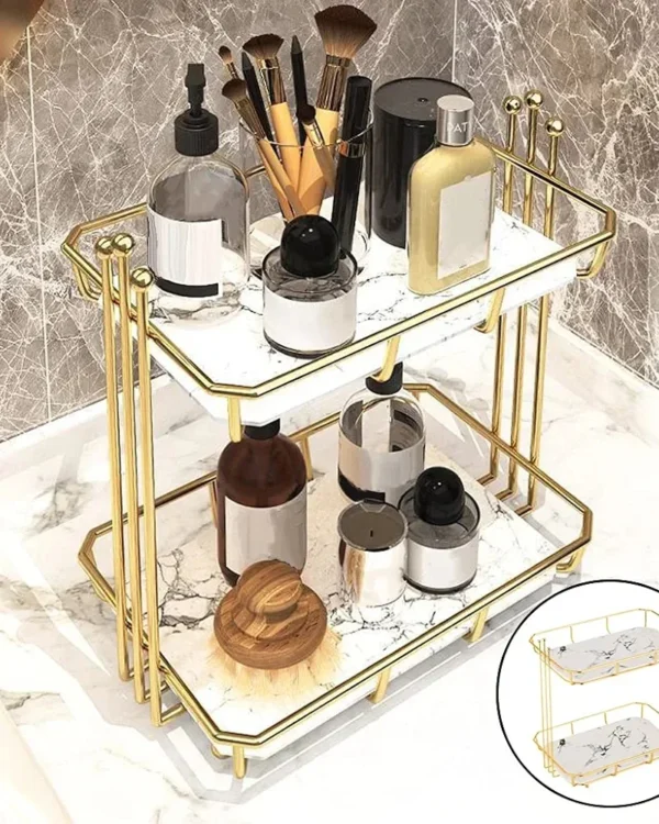2-Tier Cosmetic Storage Stand - Makeup Organizer for Vanity and Bathroom - Image 3