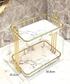 Organize your beauty essentials with the 2-Tier Cosmetic Storage Makeup Organizer Stand – a stylish, space-saving solution for vanities and bathrooms.