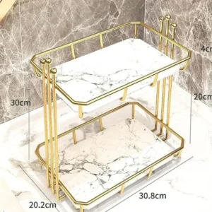 Organize your beauty essentials with the 2-Tier Cosmetic Storage Makeup Organizer Stand – a stylish, space-saving solution for vanities and bathrooms.
