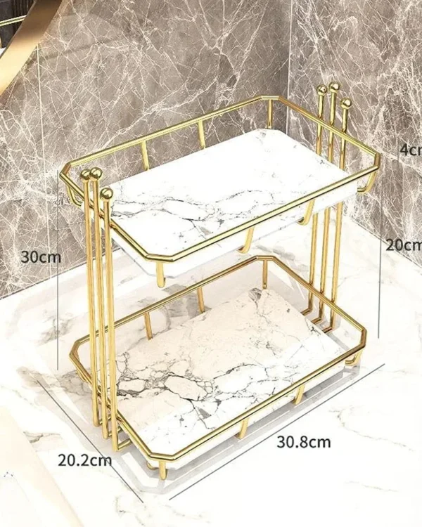 Organize your beauty essentials with the 2-Tier Cosmetic Storage Makeup Organizer Stand – a stylish, space-saving solution for vanities and bathrooms.