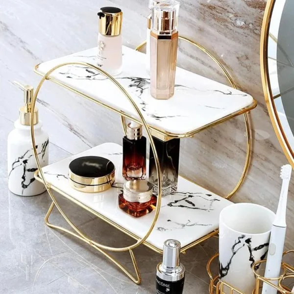 2-Tier Cosmetics Organizer – Latest Round Holder Design for Stylish Makeup Storage - Image 3