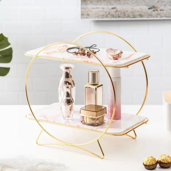2-Tier Cosmetics Organizer – Latest Round Holder Design for Stylish Makeup Storage - Image 6