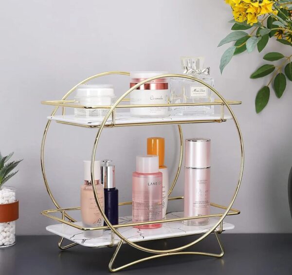 2 Tier Skincare and Makeup Display Stand – Elegant Storage for Your Beauty Essentials (1)