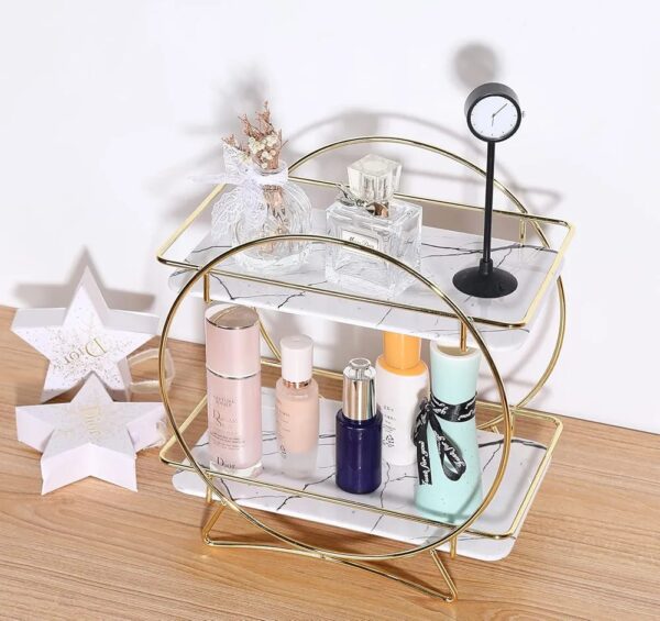 2 Tier Skincare and Makeup Display Stand - Elegant Storage for Your Beauty Essential - Image 3