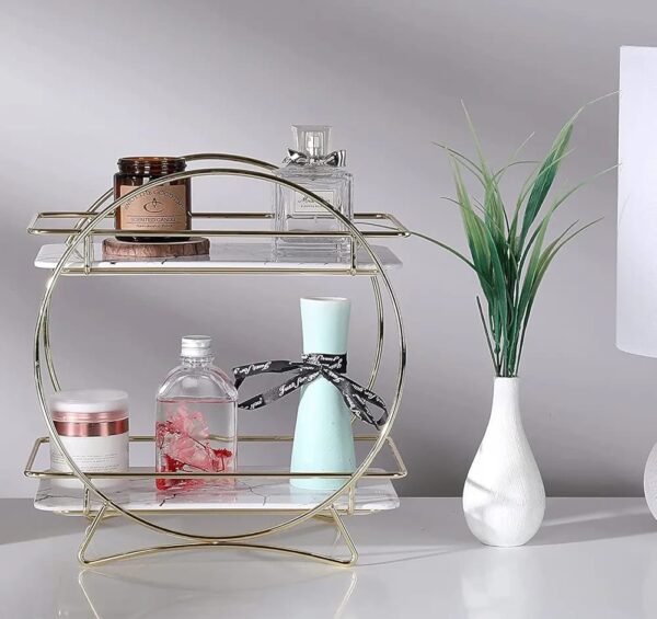 2 Tier Skincare and Makeup Display Stand - Elegant Storage for Your Beauty Essential - Image 4