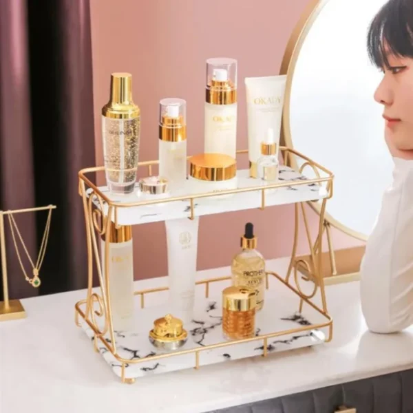 2-Tier Vanity Organizer for Cosmetics - Stylish Dressing Table Storage Solution - Image 3