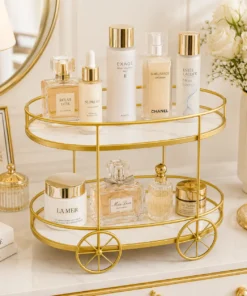 2-layer Trolley Shape Makeup Storage Stand
