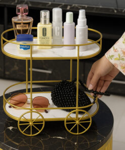 2Tier Makeup Organizer & Utility Cart – Multi Functional Storage for Office, School, Living Room, or Tea Trolley Use